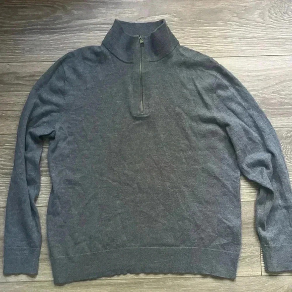 Banana Republic Men’s Blue Quarter Zip 100% Merino Wool Sweater Size L Cozy Warm - Picture 1 of 7